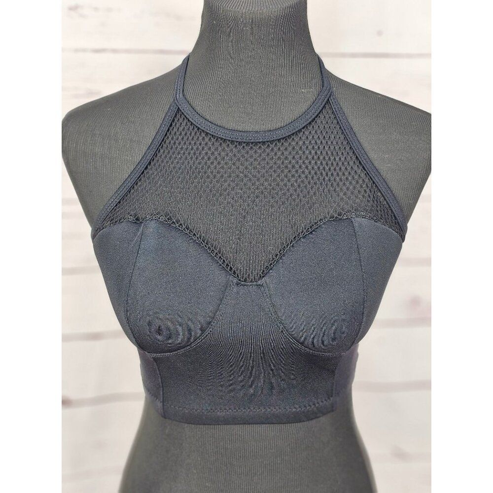 Curtain Call‎ Black Mesh Size Adult Small Halter Dance Costume Top